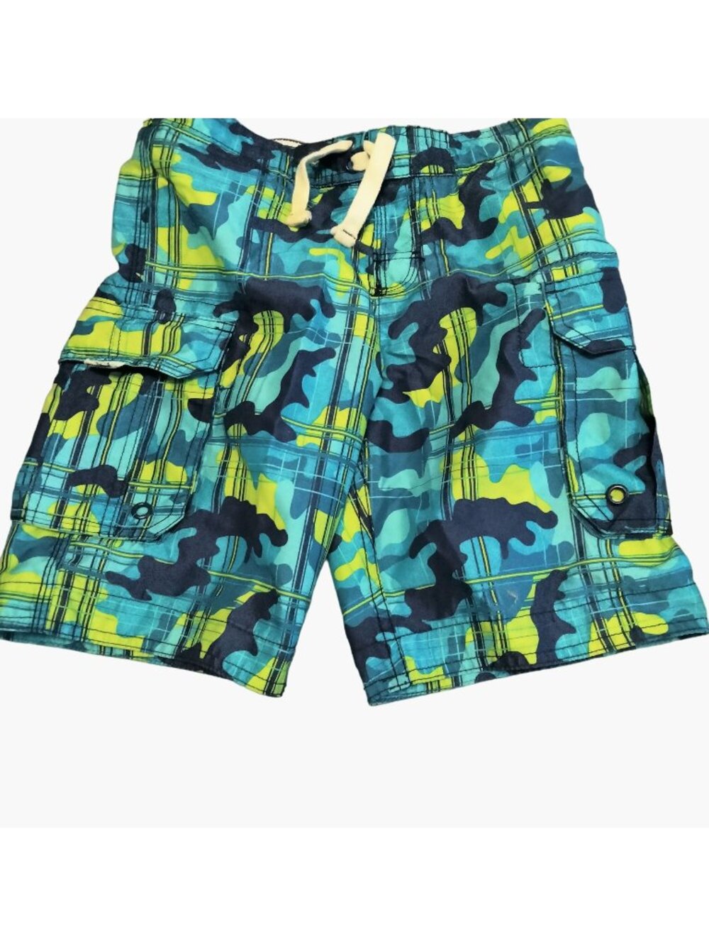Wave Boys Swim Shorts size Small Swimsuit Yellow blue pattern